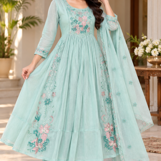 Gulbahar – Pink Party Wear Anarkali Set with Dupatta